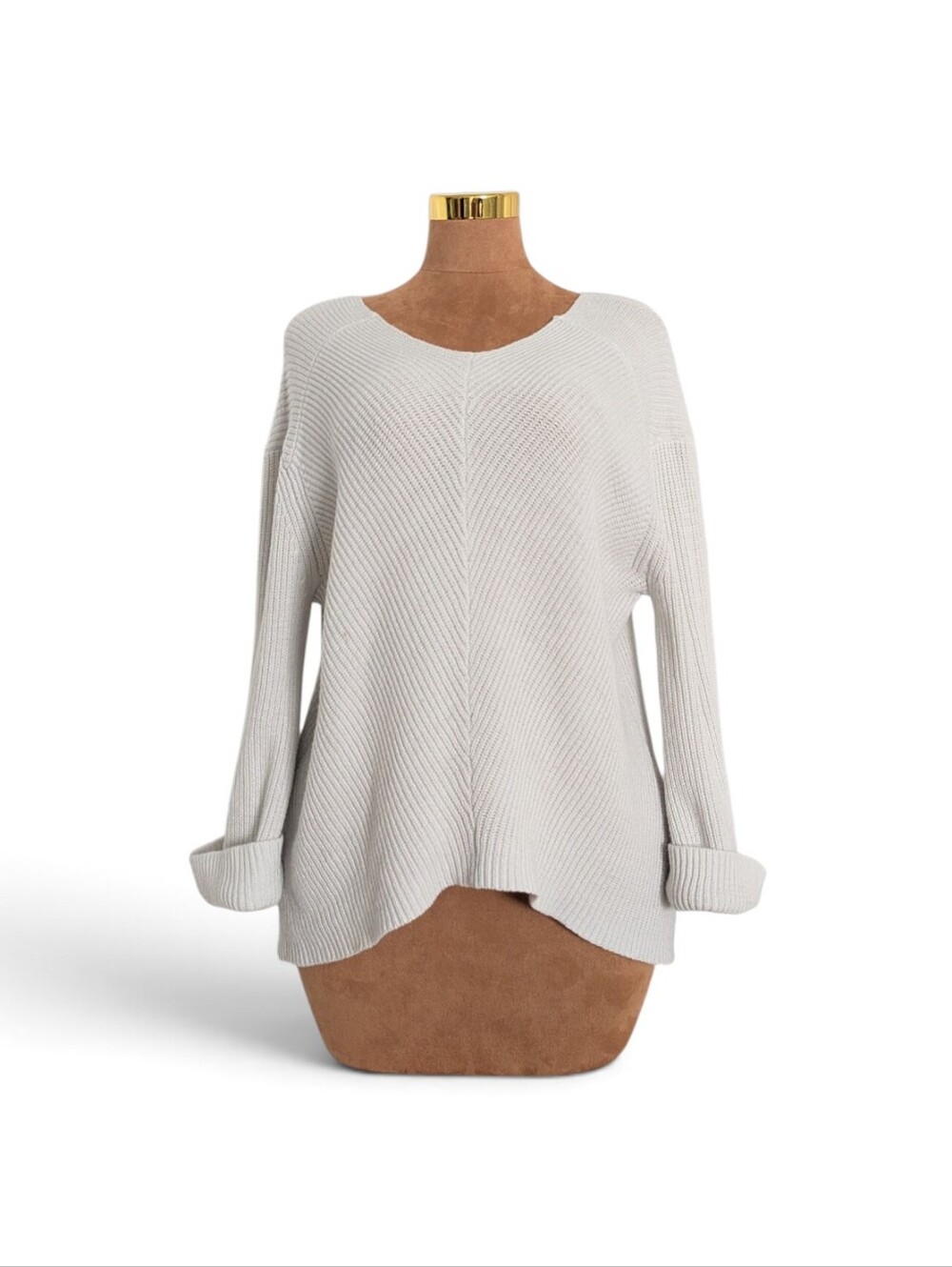 Archy & Co White Oversized Slouch Knit Sweater